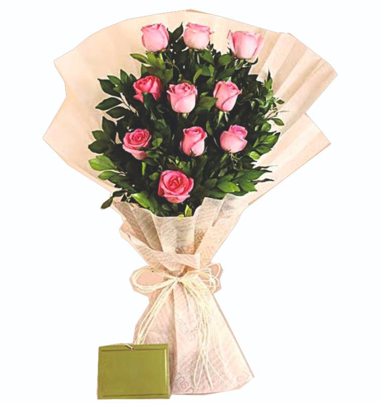 Graceful Pink & White Roses Bouquet
