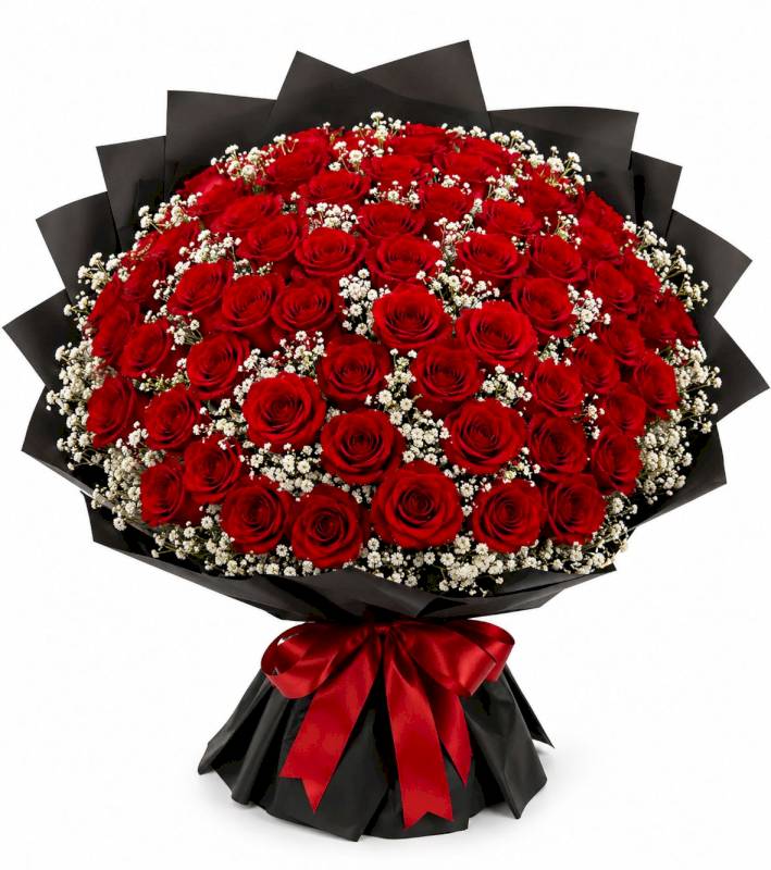 Roses and babies breath bouquet 