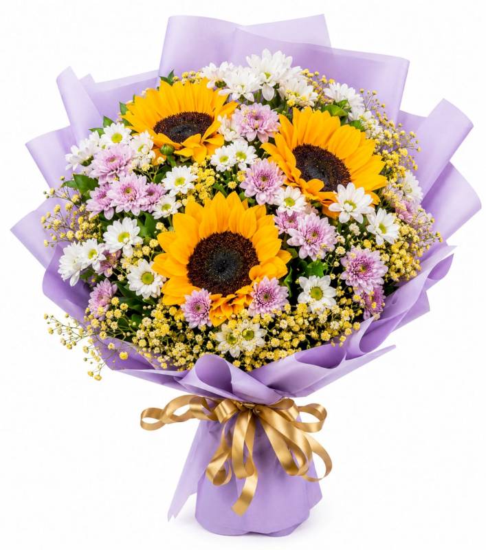 Sunlit charm sunflower and Daisy bouquet
