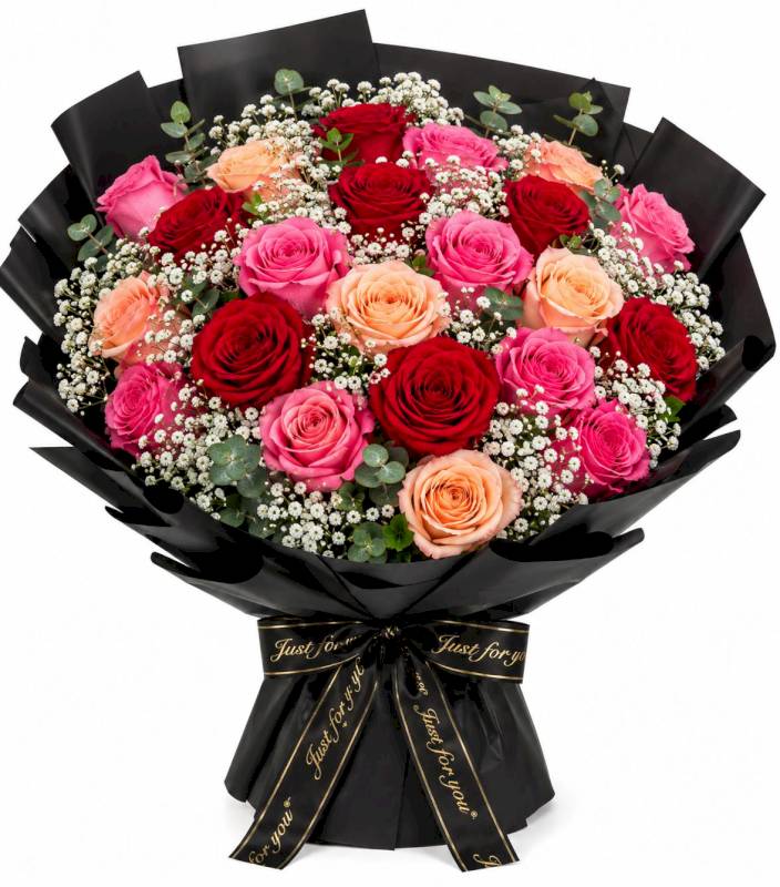 Different roses combined with babies breathe 