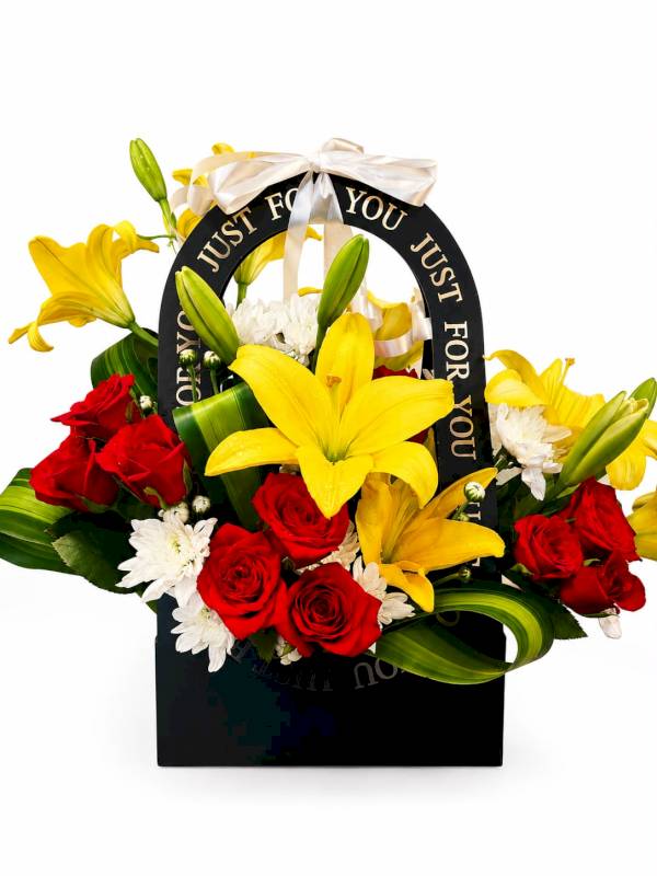 Golden Elegance Floral Basket